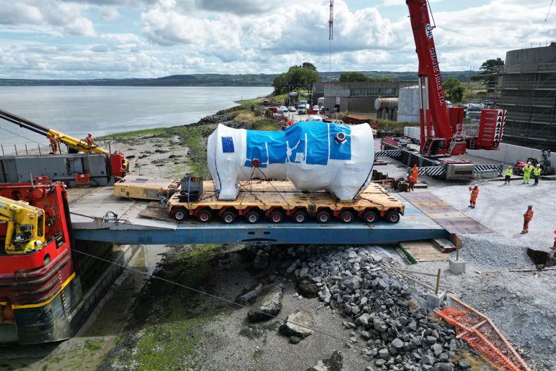 Turbine arrives at SSE's Tarbert Next Generation Power Station in County Kerry by sea.